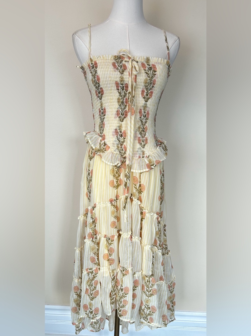 FREE PEOPLE Alejandra Midi Dress/Cloud  Combo size small - Picture 7 of 10